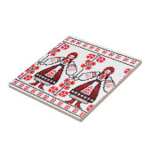 Traditionele Oekraïense borduurmeisjes Tegeltje (Zijkant)