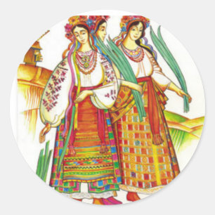 Traditionele Oekraïense dress uit Kyivschyna Ronde Sticker