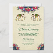 Traditionele Olifanten Indiase Henna Mehndi Ceremo Kaart (Voorkant)