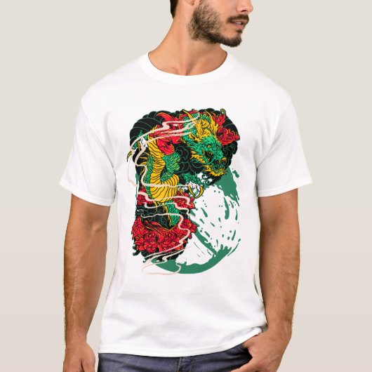 Traditionele, onzekere Chinese draak-tattoo T-Shir T-shirt (Voorkant)
