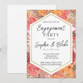 Traditionele Oranje en roze Floral Engagement Part Kaart (Voorkant / Achterkant)