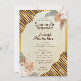 Traditionele Oranje Ivoor Kente bruiloft uitnodigi Kaart