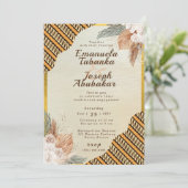Traditionele Oranje Ivoor Kente bruiloft uitnodigi Kaart (Staand voorkant)