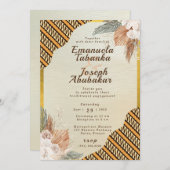Traditionele Oranje Ivoor Kente bruiloft uitnodigi Kaart (Voorkant / Achterkant)