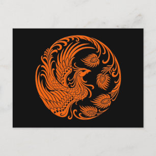 Traditionele Oranje Phoenix Cirkel Briefkaart