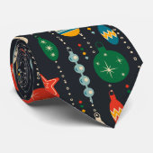 Traditionele ornamenten Navy blue Xmas Stropdas (Opgerold)