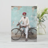 Traditionele oude Indiase Man  fiets Kaart (Staand voorkant)