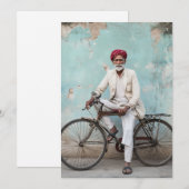 Traditionele oude Indiase Man  fiets Kaart (Voorkant / Achterkant)