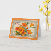 Traditionele ouderwetse kerstkaart kaart (Gele Bloem)