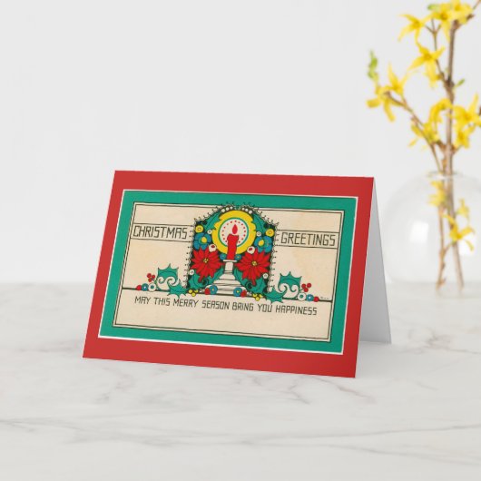 Traditionele ouderwetse kerstkaart kaart (Gele Bloem)