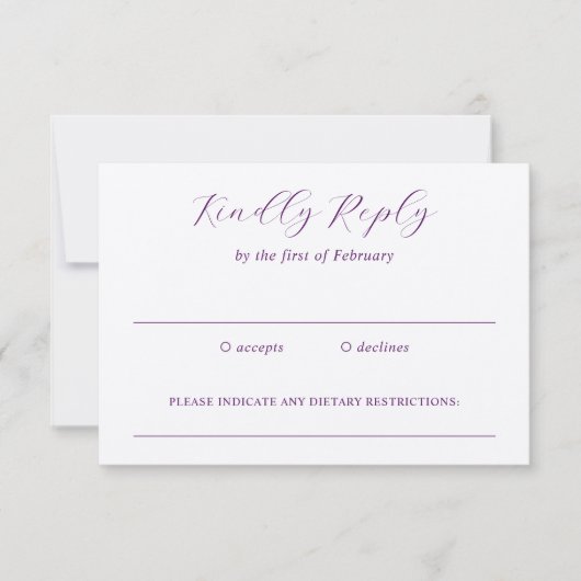 Traditionele Paarse bruiloft RSVP Kaartje (Voorkant)