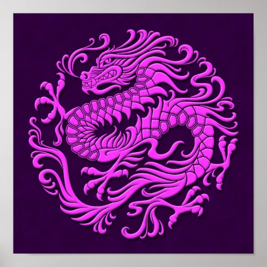 Traditionele Paarse Chinese drakencirkel Poster (Voorkant)