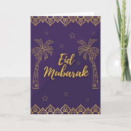 Traditionele Paarse Eid Mubarak Kaart