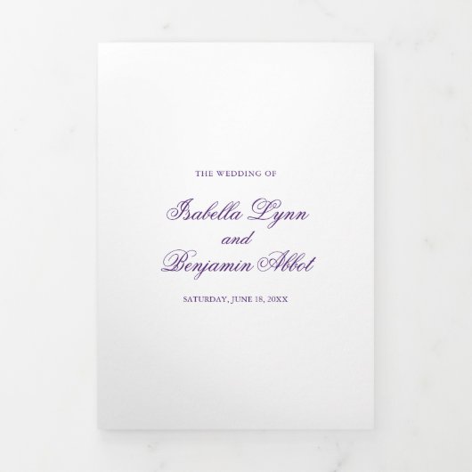 Traditionele Paarse formele elegante bruiloft Drieluik Uitnodiging (Cover)