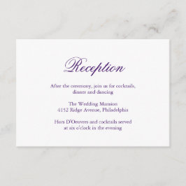 Traditionele Paarse formele elegante bruiloft Informatiekaartje