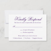 Traditionele Paarse formele elegante bruiloft RSVP Kaartje (Voorkant)