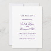 Traditionele Paarse formele elegante bruiloft Save The Date (Voorkant)