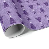 Traditionele Paarse kerstbomen en rendieren Cadeaupapier (Rol Hoek)