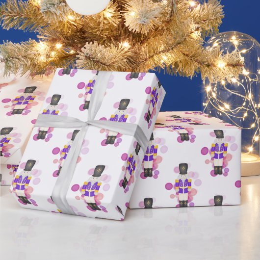 Traditionele Paarse & Roze Kerst Notenkraker Cadeaupapier (Feestdagen)