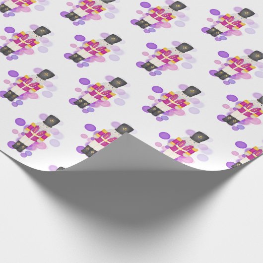 Traditionele Paarse & Roze Kerst Notenkraker Cadeaupapier (Hoek)
