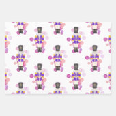 Traditionele Paarse & Roze Kerst Notenkraker Inpakpapier Vel (Voorkant 3)