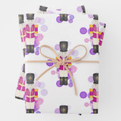 Traditionele Paarse & Roze Kerst Notenkraker Inpakpapier Vel (In situ)