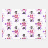 Traditionele Paarse & Roze Kerst Notenkraker Inpakpapier Vel (Voorkant)