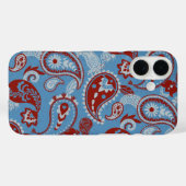 Traditionele Paisley Linocut rood wit blauw Case-Mate iPhone Case (Achterkant (horizontaal))