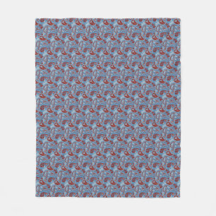 Traditionele Paisley Linocut rood wit blauw Fleece Deken