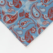 Traditionele Paisley Linocut rood wit blauw Fleece Deken (Hoek)