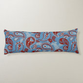 Traditionele Paisley Linocut rood wit blauw Lichaamskussen (Achterkant)