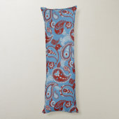Traditionele Paisley Linocut rood wit blauw Lichaamskussen (Achterkant (Verticaal))