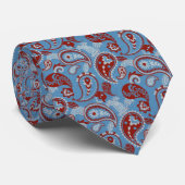 Traditionele Paisley Linocut rood wit blauw Stropdas (Opgerold)