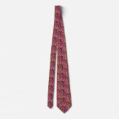 Traditionele Paisley Linocut Vivid Roze Mosterd Stropdas (Achterkant)