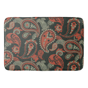 Traditionele Paisley Linocut Warm Sinaasappel Mint Badmat