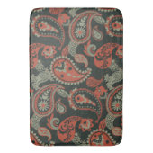 Traditionele Paisley Linocut Warm Sinaasappel Mint Badmat (Voorkant Verticaal)
