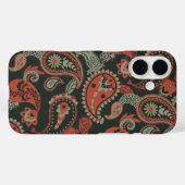 Traditionele Paisley Linocut Warm Sinaasappel Mint Case-Mate iPhone Case (Achterkant (horizontaal))