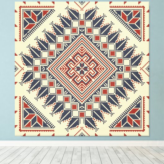 Traditionele Palestijnse broderie Canvas Afdruk (Insitu (Houten vloer))