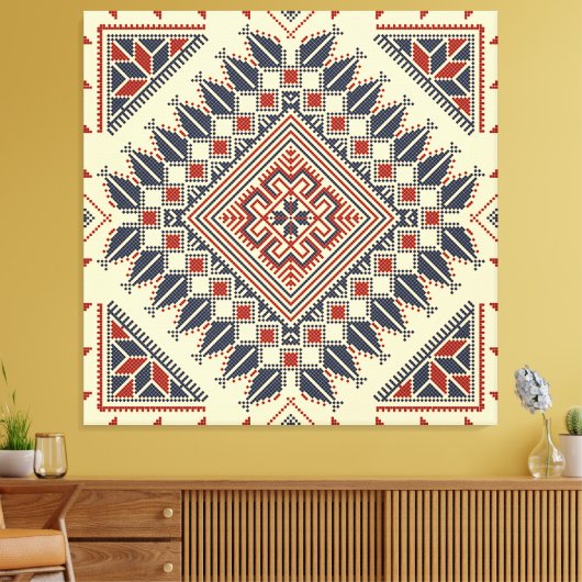 Traditionele Palestijnse broderie Canvas Afdruk (Insitu (Woonkamer))