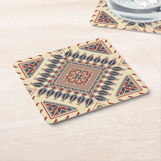 Traditionele Palestijnse broderie Kartonnen Onderzetters (Schuin)