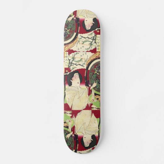 Traditionele paraplu kimono japans geisha persoonlijk skateboard (Voorkant)