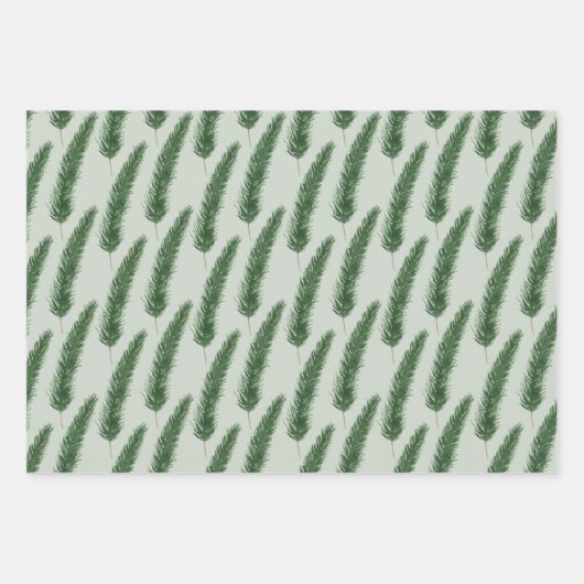 Traditionele Pastel & Hunter Groene Winter Pine Ke Inpakpapier Vel (Voorkant)