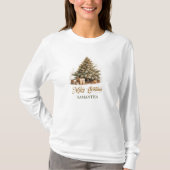 Traditionele pastelgroene en ivoren kerstboom t-shirt (Voorkant)