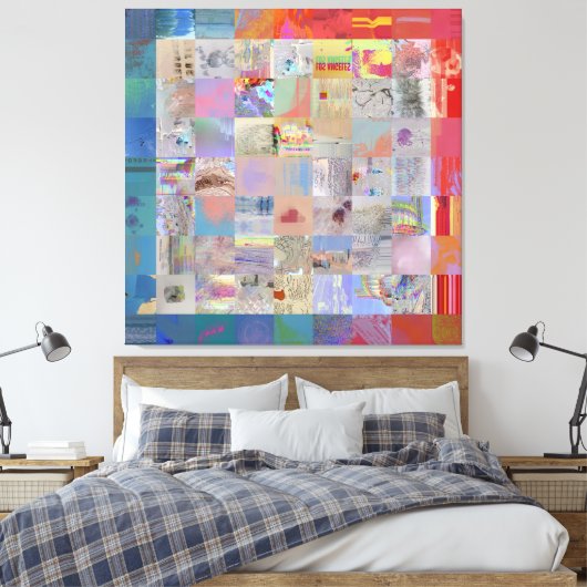 Traditionele Patchwork Geometrische Huisdecoratie Canvas Afdruk (Insitu (Slaapkamer))