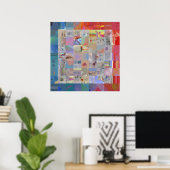 Traditionele Patchwork Geometrische Huisdecoratie Poster (Thuiskantoor)