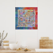 Traditionele Patchwork Geometrische Huisdecoratie Poster (Keuken)