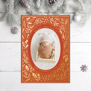 Traditionele Pine en Holly Folie Feestdagenkaart