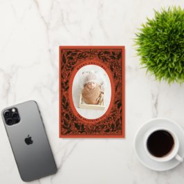 Traditionele Pine en Holly Foto Folie Feestdagenkaart