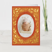 Traditionele Pine en Holly Foto Folie Feestdagenkaart (Voorkant)