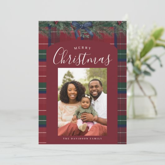 Traditionele Plaid Feestdagenkaart (Staand voorkant)